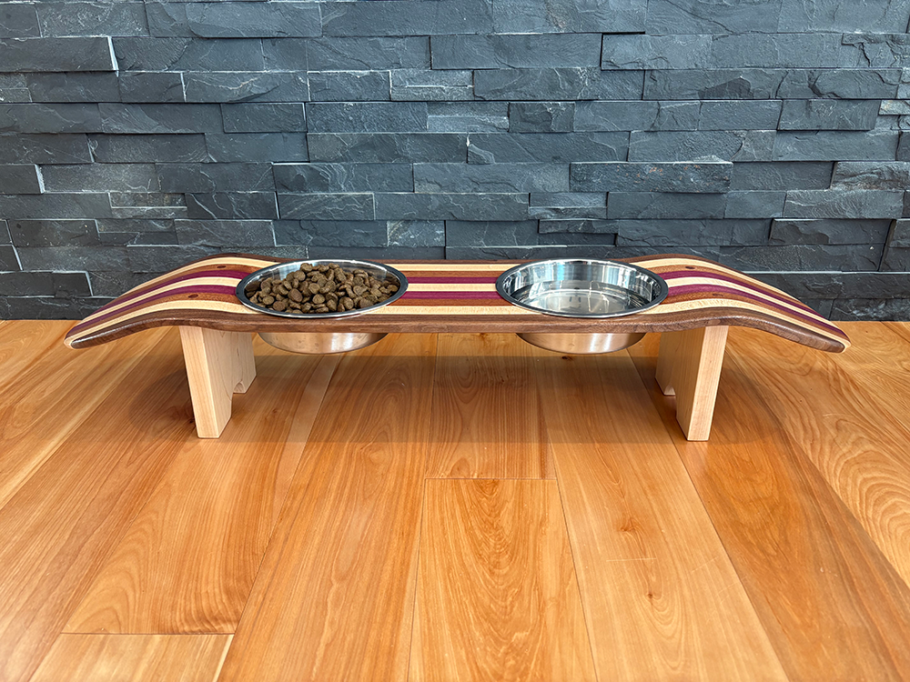 A Modern, Handmade Minimalist Pet Feeder for the Pet-Friendly Hotel of the Future