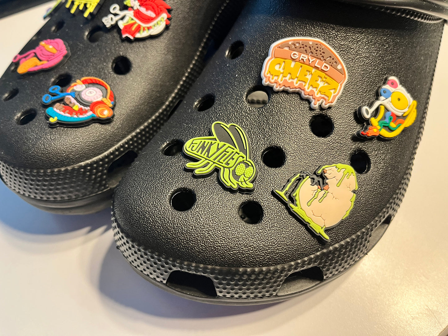 Funky Flies Durable PVC Slide Shoe Charm 9-Pack