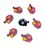 Funky Flies Durable PVC Slide Shoe Charm 9-Pack