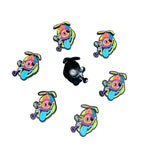 Funky Flies Durable PVC Slide Shoe Charm 9-Pack