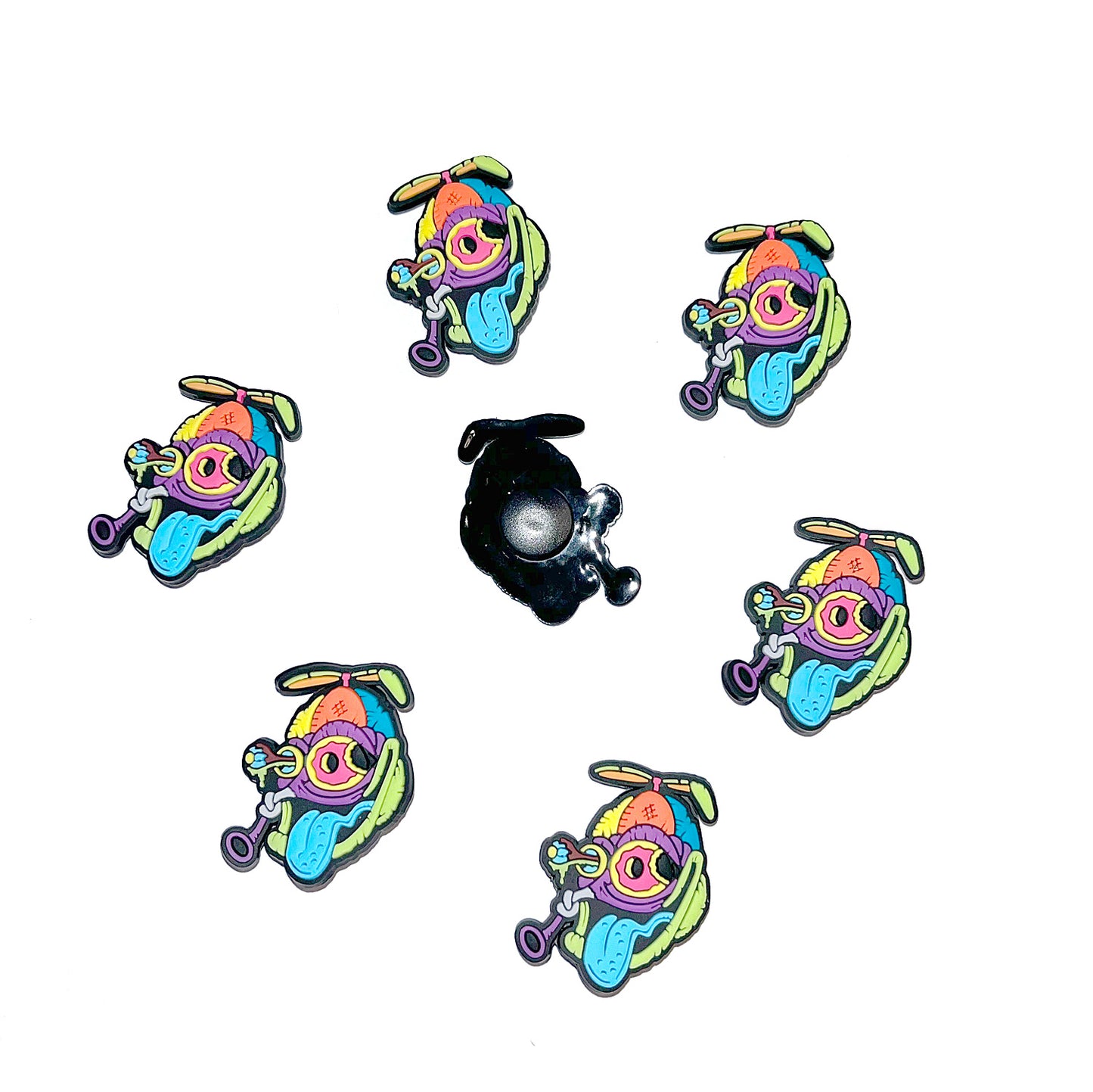 Funky Flies Durable PVC Slide Shoe Charm 9-Pack
