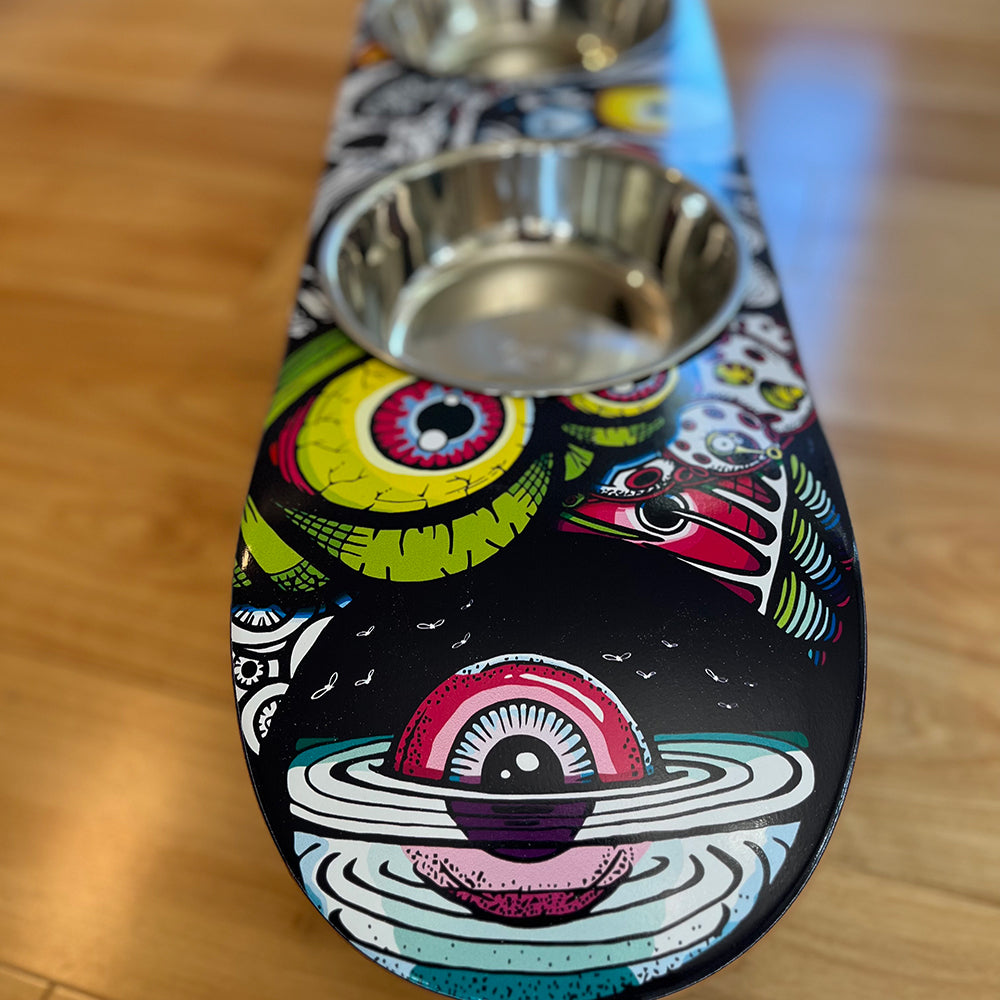 Funky Eyes Skateboard Dog Bowls