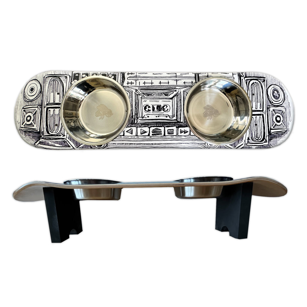 Elevated Dog Skateboard Skatebowl Feeding Station