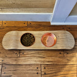 Handmade Elevated Skateboard Cat Feeding Station – Baltic Birch & Rose Gold Bowls