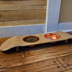 Handmade Elevated Skateboard Cat Feeding Station – Baltic Birch & Rose Gold Bowls