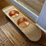 Handmade Elevated Skateboard Dog Feeding Station – Baltic Birch & Rose Gold Bowls