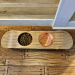 Handmade Elevated Skateboard Dog Feeding Station – Baltic Birch & Rose Gold Bowls