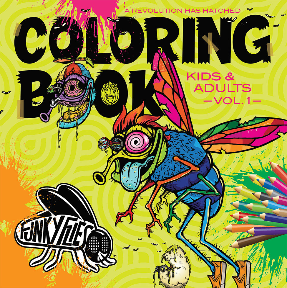 Funky Flies Coloring Book - Vol 1 - With Crayons, Markers or Colored Pencils