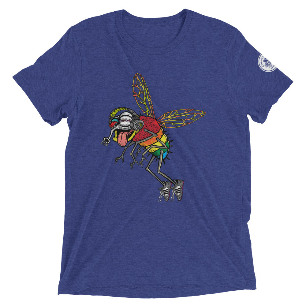 Funky Flies Rainbow Headphones Fly Tri-blend T-Shirt