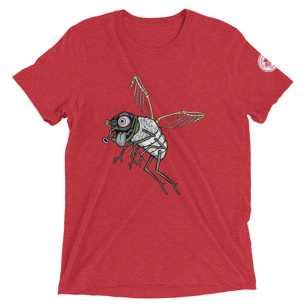 Funky Flies Gray Bone Fly Tri-blend T-Shirt